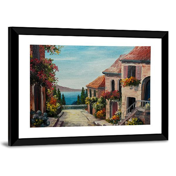 House Near The Sea Europe Canvas Wall Art-3 Horizontal-Gallery Wrap-25" x 16"-Tiaracle