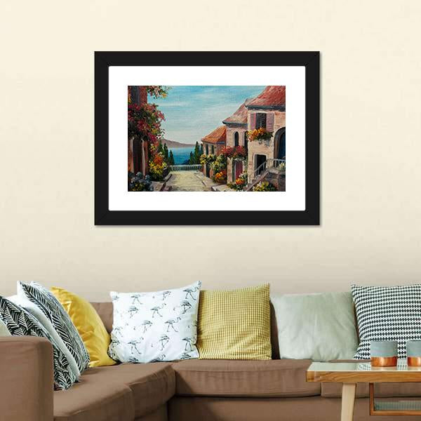 House Near The Sea Europe Canvas Wall Art-3 Horizontal-Gallery Wrap-25" x 16"-Tiaracle