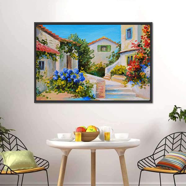 Houses Near The Sea Canvas Wall Art-3 Horizontal-Gallery Wrap-25" x 16"-Tiaracle