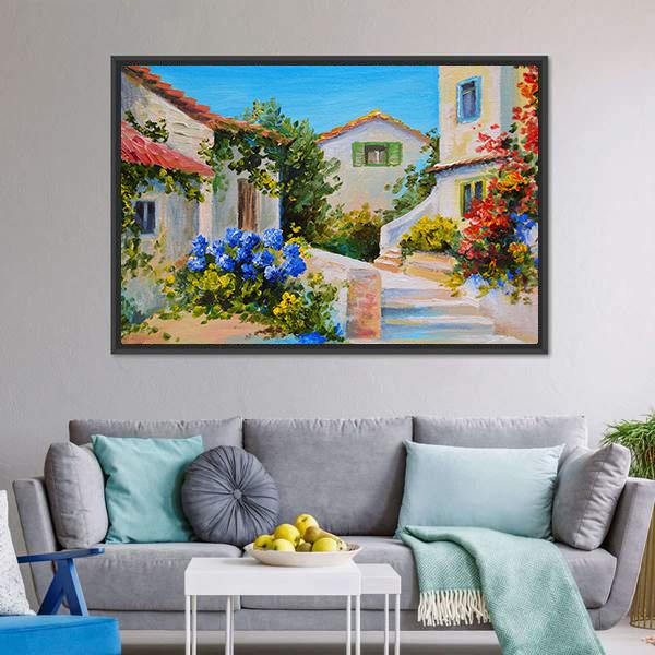 Houses Near The Sea Canvas Wall Art-3 Horizontal-Gallery Wrap-25" x 16"-Tiaracle