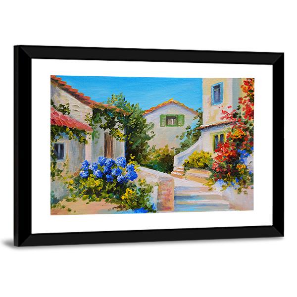 Houses Near The Sea Canvas Wall Art-3 Horizontal-Gallery Wrap-25" x 16"-Tiaracle