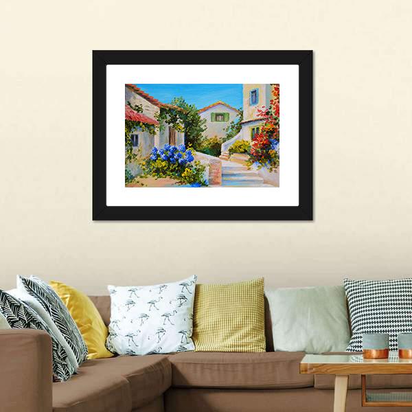 Houses Near The Sea Canvas Wall Art-3 Horizontal-Gallery Wrap-25" x 16"-Tiaracle