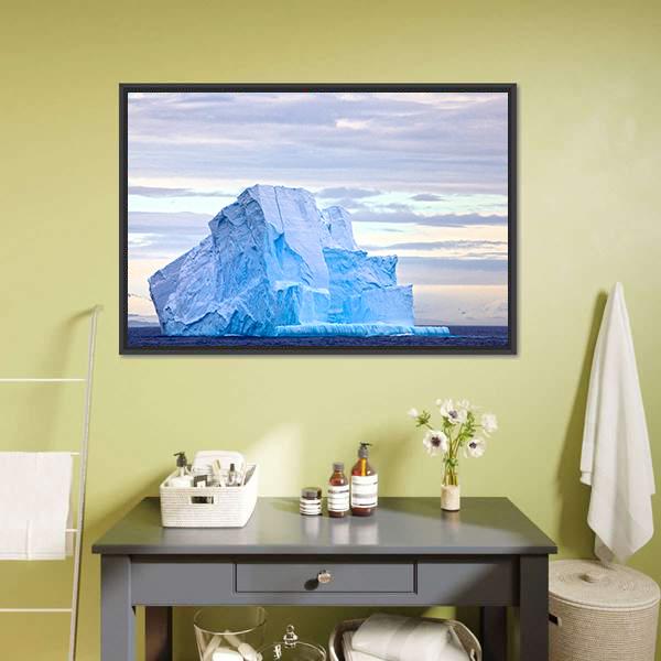 Huge Iceberg Floating In Drake Passage Canvas Wall Art-1 Piece-Floating Frame-24" x 16"-Tiaracle