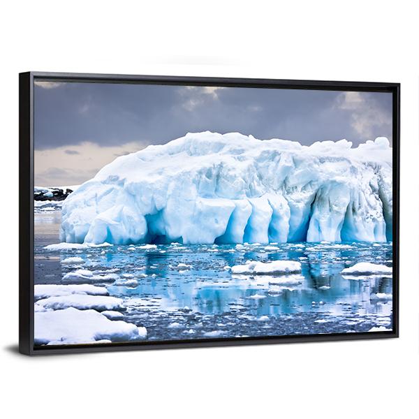 Huge Iceberg In Antarctica Canvas Wall Art-3 Horizontal-Gallery Wrap-25" x 16"-Tiaracle