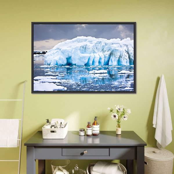 Huge Iceberg In Antarctica Canvas Wall Art-3 Horizontal-Gallery Wrap-25" x 16"-Tiaracle