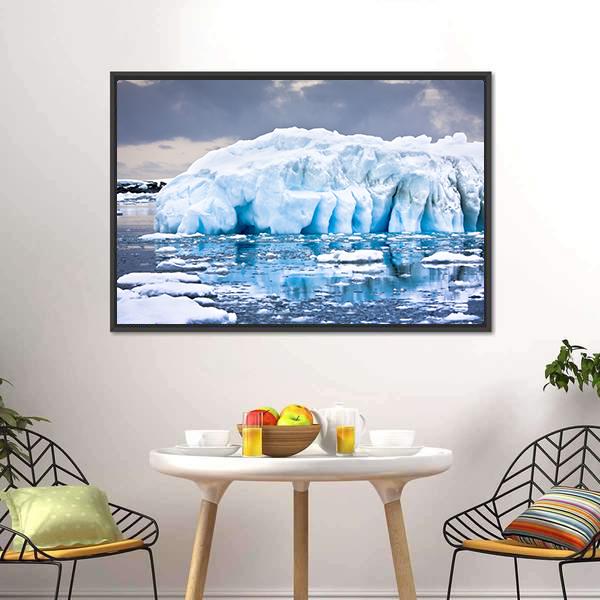 Huge Iceberg In Antarctica Canvas Wall Art-3 Horizontal-Gallery Wrap-25" x 16"-Tiaracle