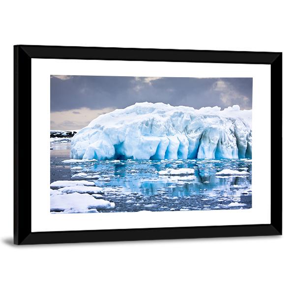 Huge Iceberg In Antarctica Canvas Wall Art-3 Horizontal-Gallery Wrap-25" x 16"-Tiaracle