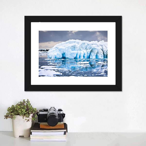 Huge Iceberg In Antarctica Canvas Wall Art-3 Horizontal-Gallery Wrap-25" x 16"-Tiaracle