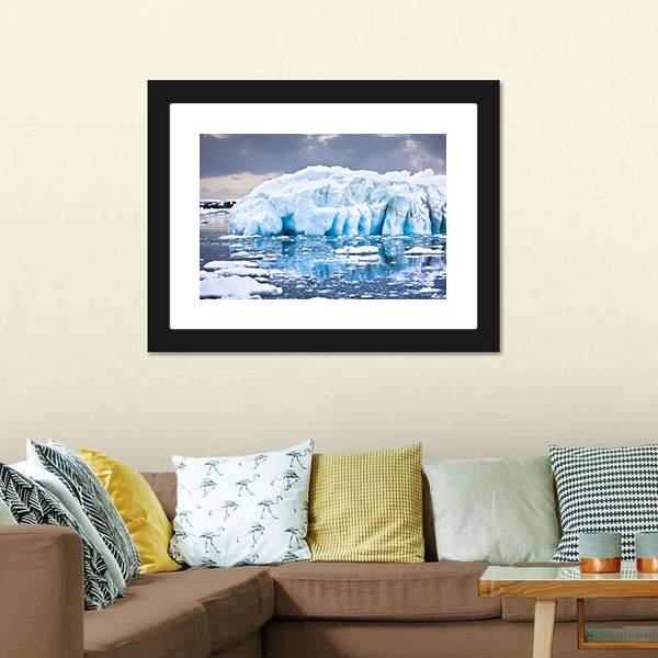 Huge Iceberg In Antarctica Canvas Wall Art-1 Piece-Framed Print-20" x 16"-Tiaracle