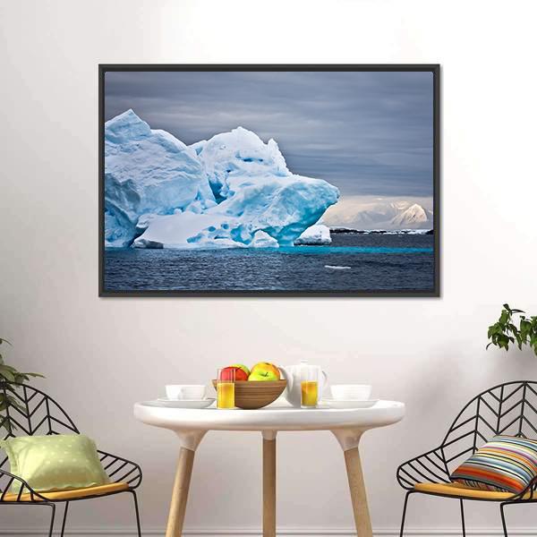 Huge Iceberg In Antarctica Dark Sky Canvas Wall Art-3 Horizontal-Gallery Wrap-25" x 16"-Tiaracle