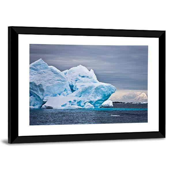 Huge Iceberg In Antarctica Dark Sky Canvas Wall Art-3 Horizontal-Gallery Wrap-25" x 16"-Tiaracle