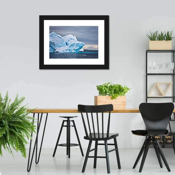 Huge Iceberg In Antarctica Dark Sky Canvas Wall Art-3 Horizontal-Gallery Wrap-25" x 16"-Tiaracle