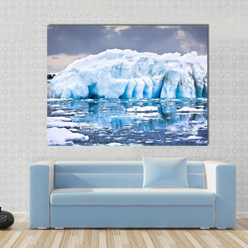 Huge Iceberg In Antarctica Canvas Wall Art-1 Piece-Gallery Wrap-48" x 32"-Tiaracle