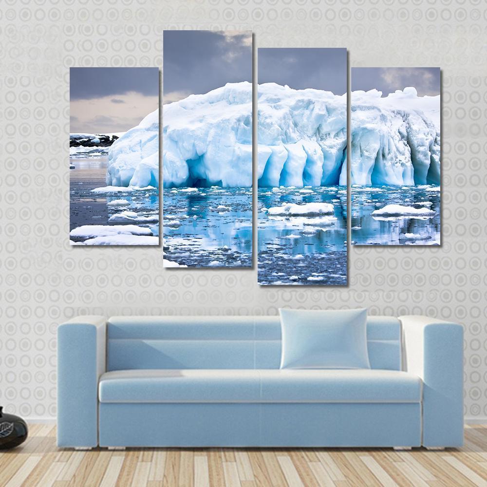 Huge Iceberg In Antarctica Canvas Wall Art-4 Pop-Gallery Wrap-50" x 32"-Tiaracle