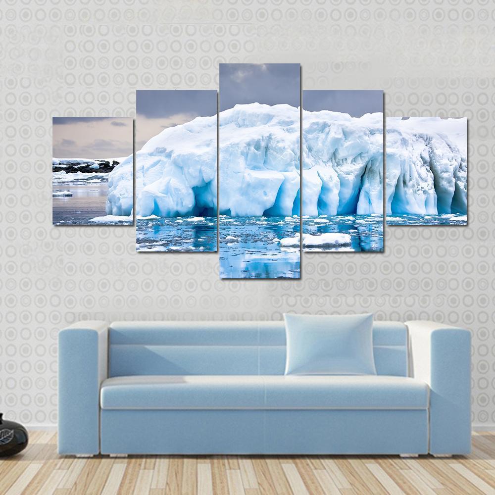 Huge Iceberg In Antarctica Canvas Wall Art-5 Star-Gallery Wrap-62" x 32"-Tiaracle