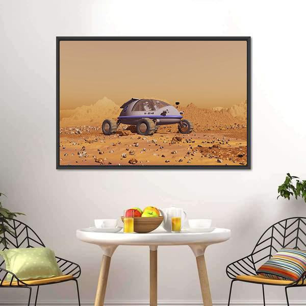 Human Vehicle On Mars Canvas Wall Art-3 Horizontal-Gallery Wrap-25" x 16"-Tiaracle