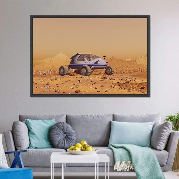 Human Vehicle On Mars Canvas Wall Art-3 Horizontal-Gallery Wrap-25" x 16"-Tiaracle