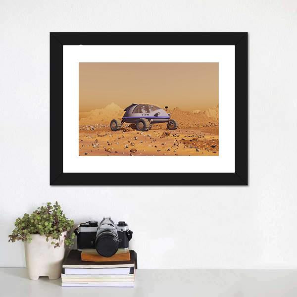 Human Vehicle On Mars Canvas Wall Art-1 Piece-Framed Print-20" x 16"-Tiaracle