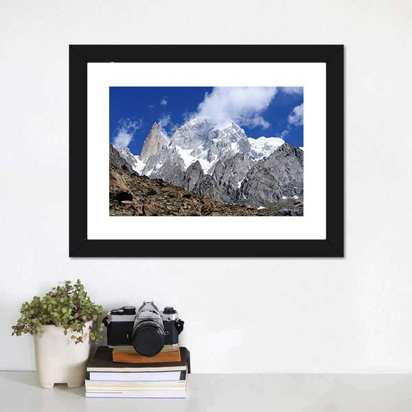 Hunza Peak In Karakoram Canvas Wall Art-1 Piece-Framed Print-20" x 16"-Tiaracle