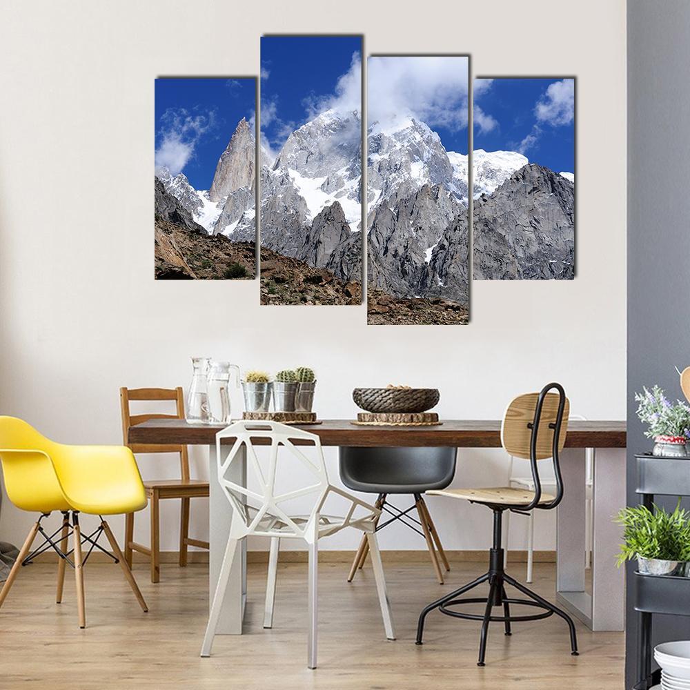 Hunza Peak In Karakoram Canvas Wall Art-4 Pop-Gallery Wrap-50" x 32"-Tiaracle