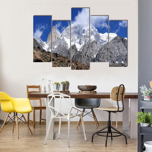 Hunza Peak In Karakoram Canvas Wall Art-5 Pop-Gallery Wrap-47" x 32"-Tiaracle