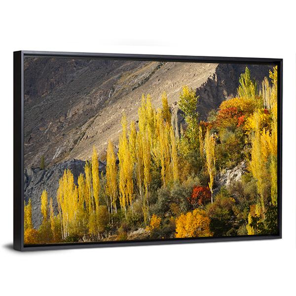 Hunza Valley in Autumn Canvas Wall Art-3 Horizontal-Gallery Wrap-25" x 16"-Tiaracle