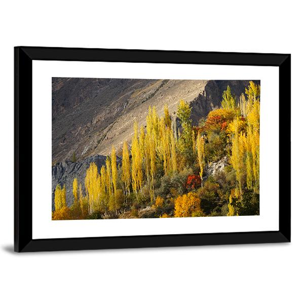 Hunza Valley in Autumn Canvas Wall Art-3 Horizontal-Gallery Wrap-25" x 16"-Tiaracle