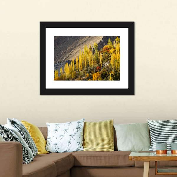 Hunza Valley in Autumn Canvas Wall Art-3 Horizontal-Gallery Wrap-25" x 16"-Tiaracle