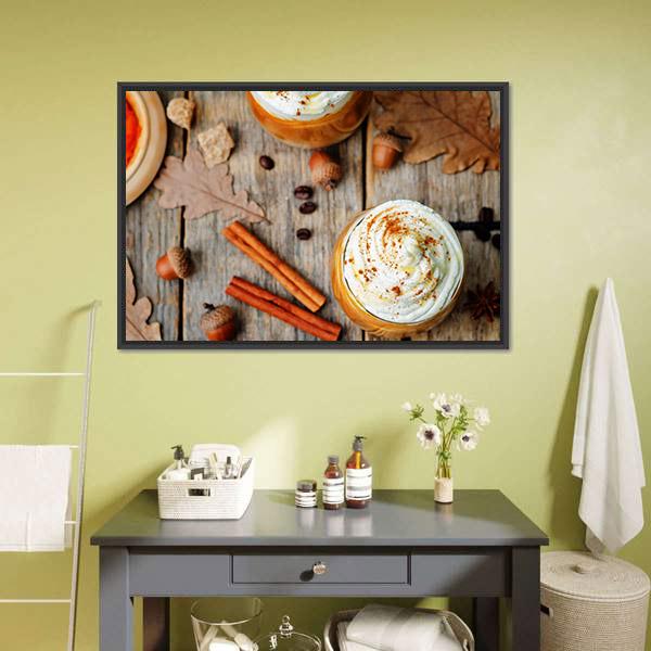 Ice Honey Pumpkin Spice Latte Canvas Wall Art-1 Piece-Floating Frame-24" x 16"-Tiaracle