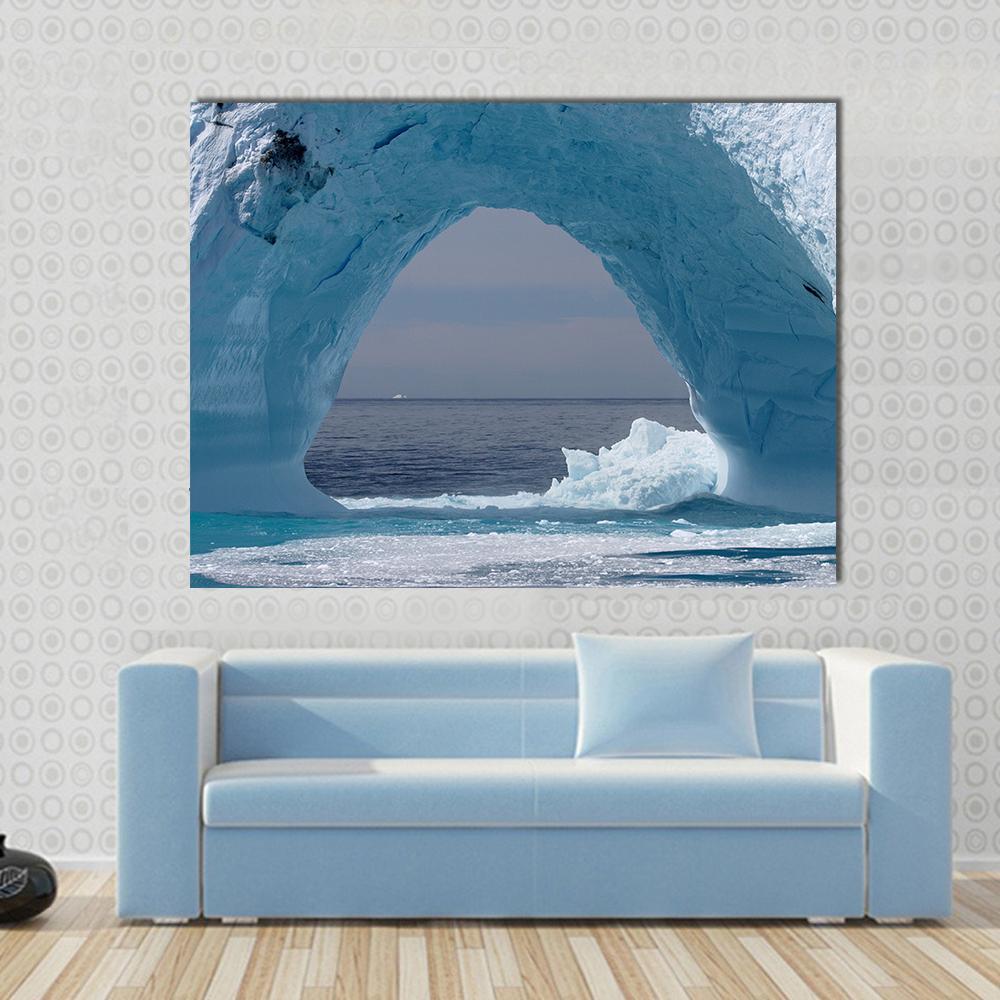 Iceberg Arch Atlantic Ocean Canvas Wall Art-1 Piece-Gallery Wrap-48" x 32"-Tiaracle