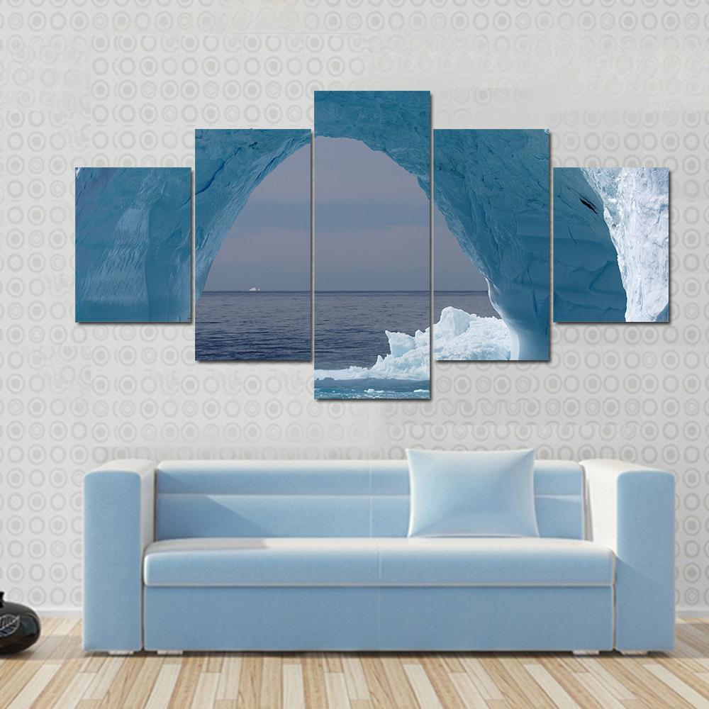 Iceberg Arch Atlantic Ocean Canvas Wall Art-5 Star-Gallery Wrap-62" x 32"-Tiaracle