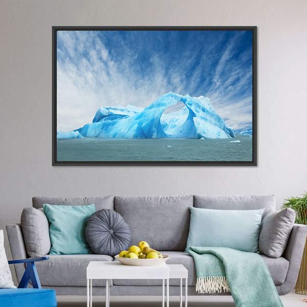 Iceberg Floating In The Water Canvas Wall Art-3 Horizontal-Gallery Wrap-25" x 16"-Tiaracle