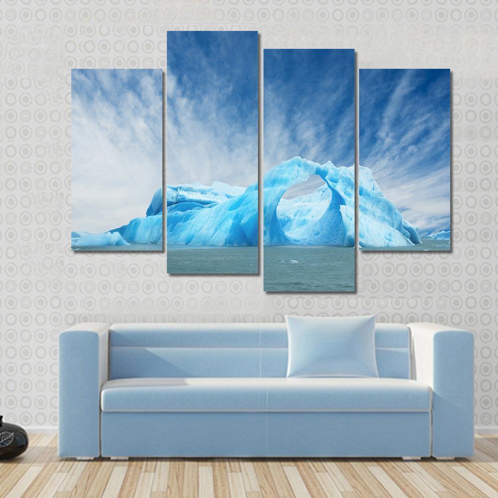 Iceberg Floating In The Water Canvas Wall Art-4 Pop-Gallery Wrap-50" x 32"-Tiaracle