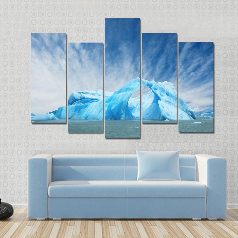 Iceberg Floating In The Water Canvas Wall Art-5 Pop-Gallery Wrap-47" x 32"-Tiaracle