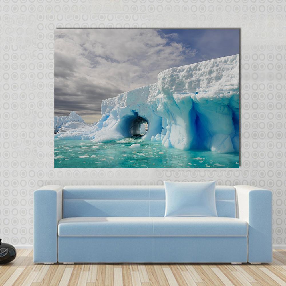 Icebergs In Antarctica Canvas Wall Art-1 Piece-Gallery Wrap-48" x 32"-Tiaracle