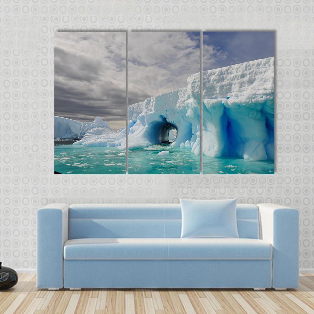 Icebergs In Antarctica Canvas Wall Art-3 Horizontal-Gallery Wrap-37" x 24"-Tiaracle