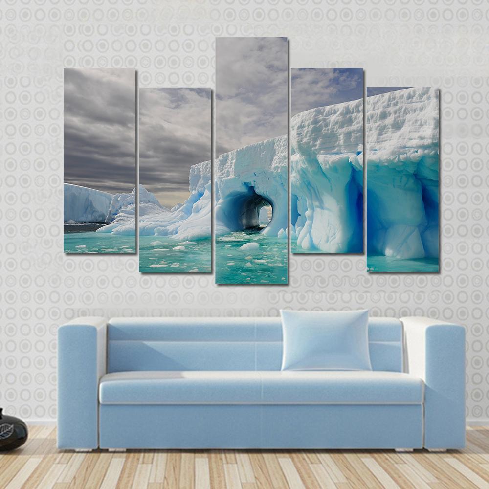 Icebergs In Antarctica Canvas Wall Art-5 Pop-Gallery Wrap-47" x 32"-Tiaracle