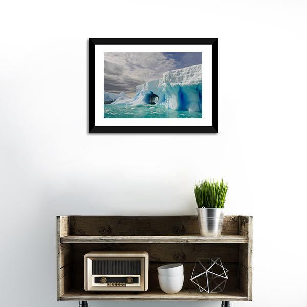 Icebergs In Antarctica Canvas Wall Art-1 Piece-Framed Print-20" x 16"-Tiaracle