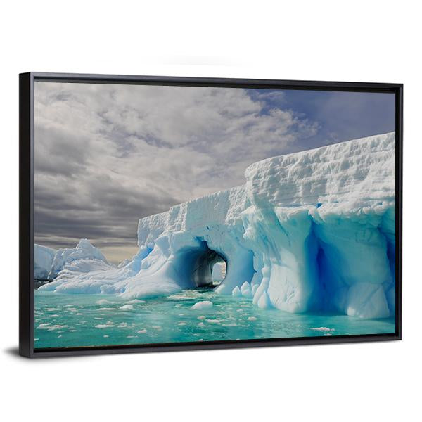 Icebergs In Antarctica Canvas Wall Art-3 Horizontal-Gallery Wrap-25" x 16"-Tiaracle