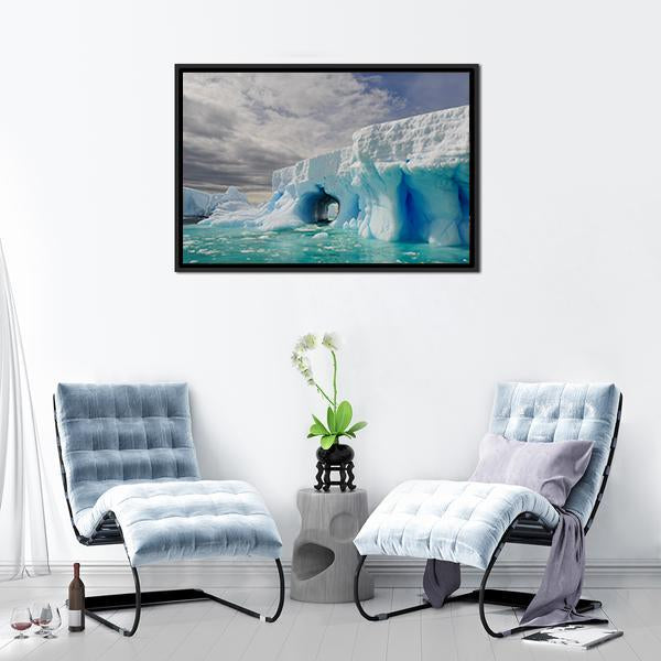 Icebergs In Antarctica Canvas Wall Art-3 Horizontal-Gallery Wrap-25" x 16"-Tiaracle