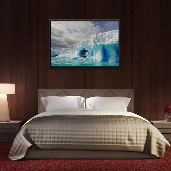 Icebergs In Antarctica Canvas Wall Art-3 Horizontal-Gallery Wrap-25" x 16"-Tiaracle