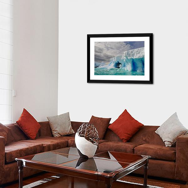 Icebergs In Antarctica Canvas Wall Art-3 Horizontal-Gallery Wrap-25" x 16"-Tiaracle