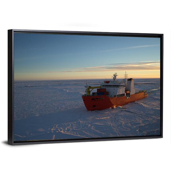 Icebreaker In Antarctic Canvas Wall Art-3 Horizontal-Gallery Wrap-25" x 16"-Tiaracle