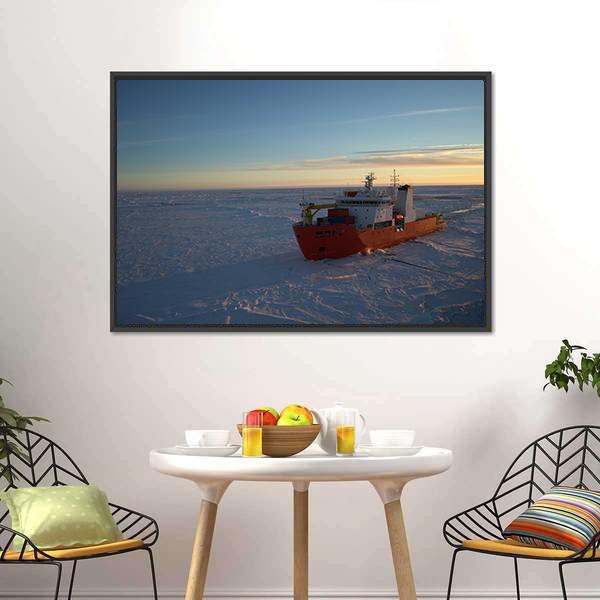 Icebreaker In Antarctic Canvas Wall Art-3 Horizontal-Gallery Wrap-25" x 16"-Tiaracle