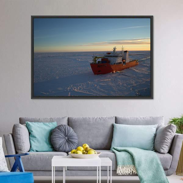 Icebreaker In Antarctic Canvas Wall Art-3 Horizontal-Gallery Wrap-25" x 16"-Tiaracle