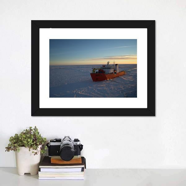 Icebreaker In Antarctic Canvas Wall Art-1 Piece-Framed Print-20" x 16"-Tiaracle