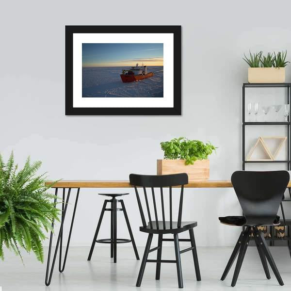 Icebreaker In Antarctic Canvas Wall Art-3 Horizontal-Gallery Wrap-25" x 16"-Tiaracle