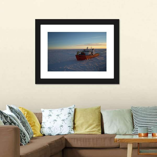 Icebreaker In Antarctic Canvas Wall Art-3 Horizontal-Gallery Wrap-25" x 16"-Tiaracle