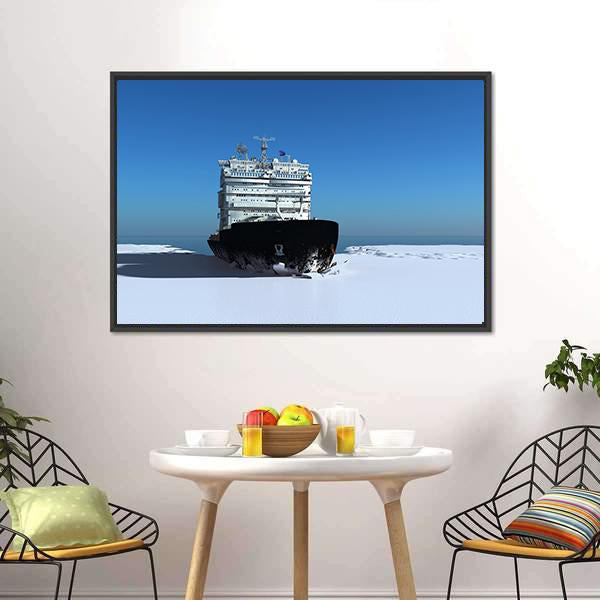 Icebreaker Ship On The Ice Canvas Wall Art-3 Horizontal-Gallery Wrap-25" x 16"-Tiaracle