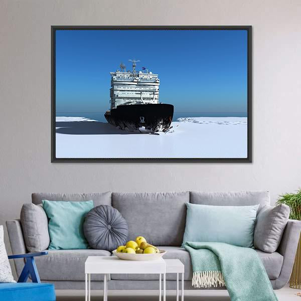 Icebreaker Ship On The Ice Canvas Wall Art-3 Horizontal-Gallery Wrap-25" x 16"-Tiaracle